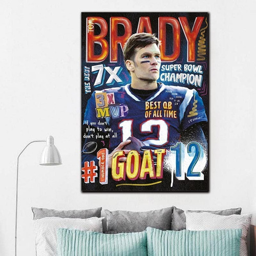 Cuadro Decorativo Tom Brady Goat Nfl Mejor Del Mundo 50x75cm