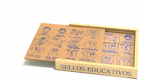 Sellos Educativos Con Estuche De Madera.