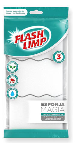 Kit 3 Esponja Magica Flash Limp Remove Giz Cera Lapis Louça