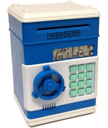 Mini Cofrinho Eletrônico Digital Senha Puxa Notas Automatico Cor Azul