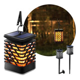 Farol Exterior Solar Led Fuego Calida Aplique Pared Jardin