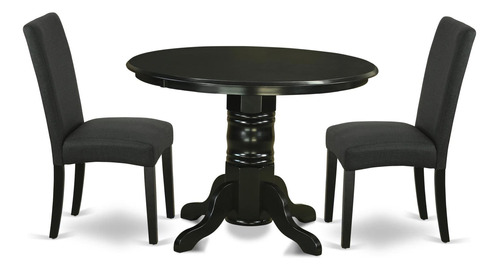 East West Furniture Shdr3-blk-24 Juego De Mesa Y Sillas De .