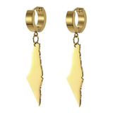 Aretes Pendientes Color Oro De Acero Mapa Israel Para Mujer