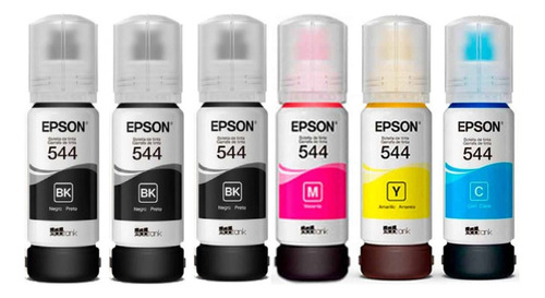 Kit X6 Tintas Epson Original 544 L3210, L3250, L5290, L5590