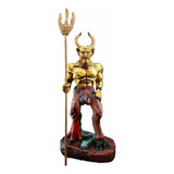 Figura Diablo Dorado Lucifer Satanas Para Altar 58 Cm Resina