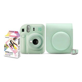 Kit Camera Instax Mini 12 Com 10 Filmes E Bolsa Verde Menta