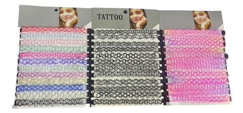 Kit 12 Colares Gargantilha Coleira Choker Tattoo Atacado