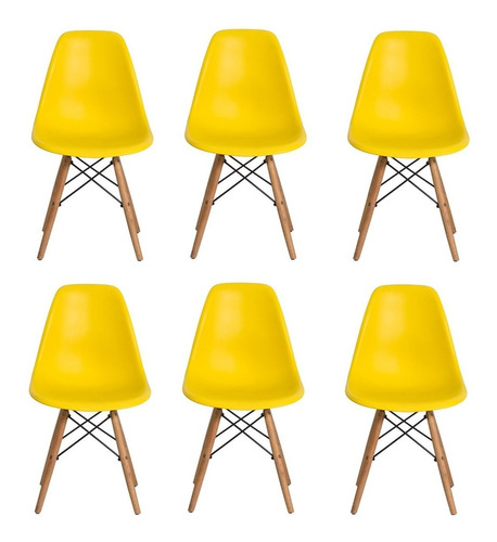 Kit 6 Cadeiras Eiffel Sala Cozinha Escritório Charles Eames Cor Da Estrutura Da Cadeira Amarelo