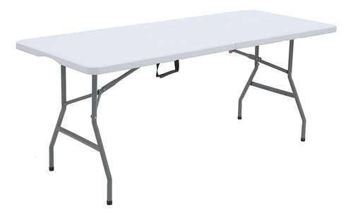 Mesa Plegable 180 Cm Plástico Cúbico Blanco Para Picnic Y Má