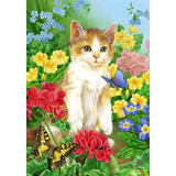 Reofrey 5d Diamante Pintura Kit Flores Gato Taladro Completo