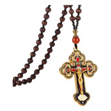 Collar Rosario Ortodoxo De Jesús Con Cuentas De Madera