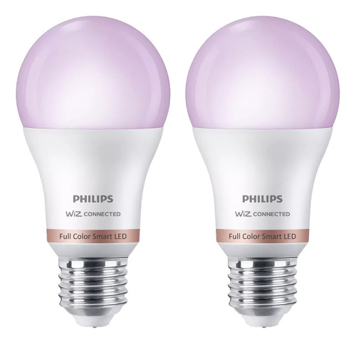 Lámpara Led Color Philips Smart Wifi 8w=60w E27 Pack X2u