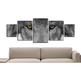 Cuadro 130x50cms 5 Piezas Decorativo Lobo !