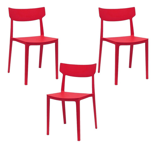 Silla Rio Pack X 3 Plástica Apilable Cocina Comedor Colores