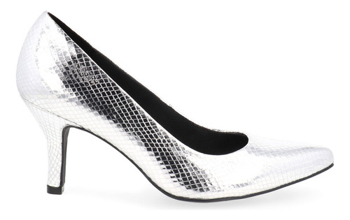 Zapatilla De Vestir Vazza Color Plata Con Textura Para Mujer