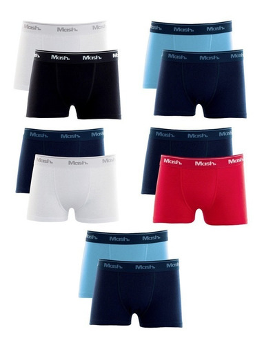 Kit 10 Cuecas Infantil Boxer Algodão Mash 110.07 Original Nf