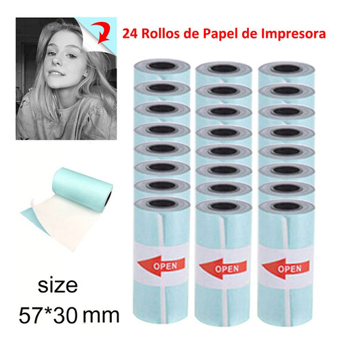 24 Rollos De Papel Autoadhesivo De Impresión Térmica 57x30mm