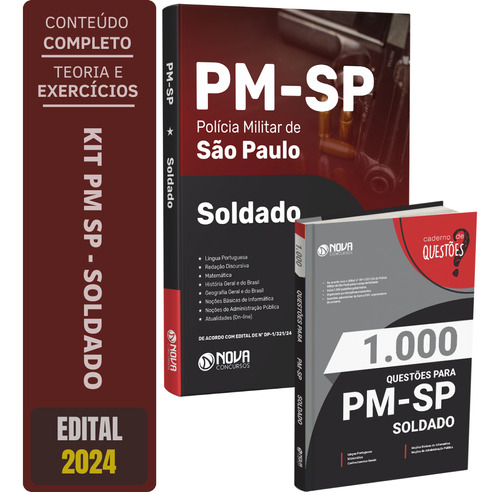 Kit Apostila Concurso Pm Sp - Soldado + Caderno De Testes