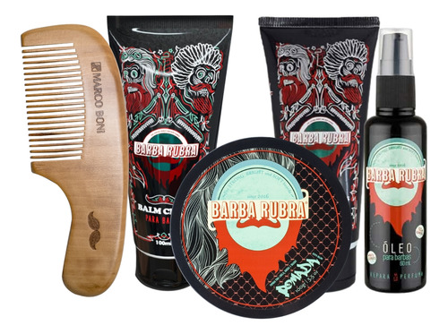 Kit De Barba Com Shampoo, Balm Class, Pomada Com Pente Barba