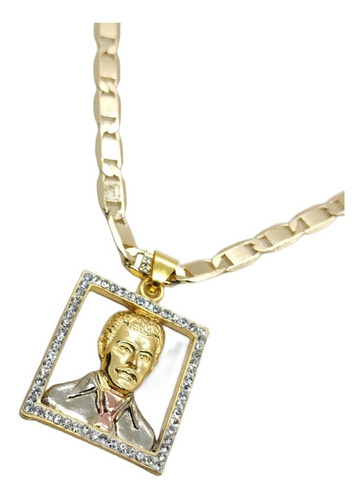 Collar De Jesus Malverde 2.5 Cm De Oro Laminado +estuche Ml5