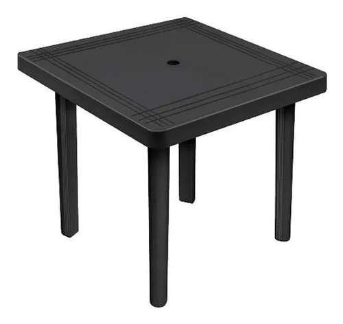 Mesa Quadrada Jantar Desmontável Plástica 90x71cm Preto