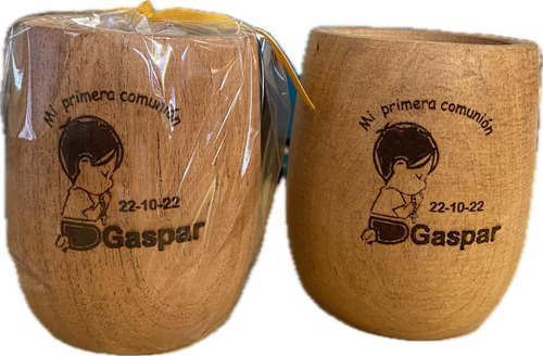 Mate  Madera Souvenir   Personalizado Bautismo Comunion