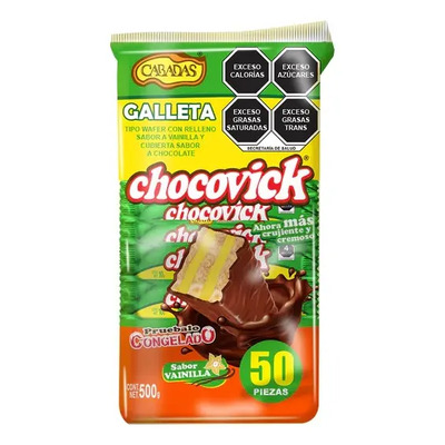 Galleta Tipo Wafer Chocovick Vainilla 50 Piezas Chocolate