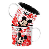 Taza Enlozada Lechera Mickey Mouse Con Y Sin Cafe