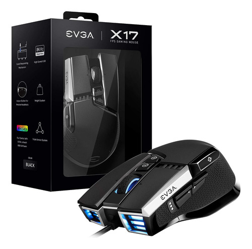 Evga X17 Gaming Mouse, Wired, Black, Customizable, 16,000...