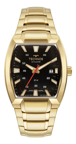 Relógio Masculino Technos Skymaster Dourado Garantia 1 Ano Cor Do Fundo Preto