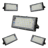 Paquete 5 Super Reflectores Led 50w Lupa Exterior Luz Blanca