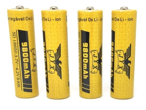 4 Bateria Recarregável 18650 9800mah 3.7-4.2 Lanterna Tática