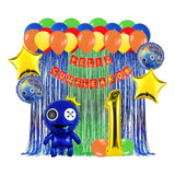Kit Globos Rainbow Friends Azul Decoración Cumpleaños