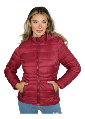 Jaqueta Puffer Nylon Com Capuz Aveludada Na Parte Interna 