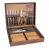 Kit 15 Piezas Churrasco Polywood Madera Láminas Acero Inox