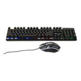 Kit Teclado Gamer Con Mouse Rgb Negro D500