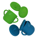 Set De 2 Vasos Entrenador De Silicón Con Popote Y Tapa Para