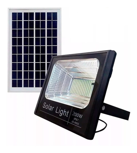 Refletor Led Solar 200w + Placa Solar + Bateria Interna Ip67