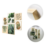 Kit 6 Quadros Decorativos Folhas Plantas Verdes Sala Frases