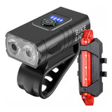 Kit Farol Bike 2 Led Cree T6 Usb Com Medidor + Sinalizador