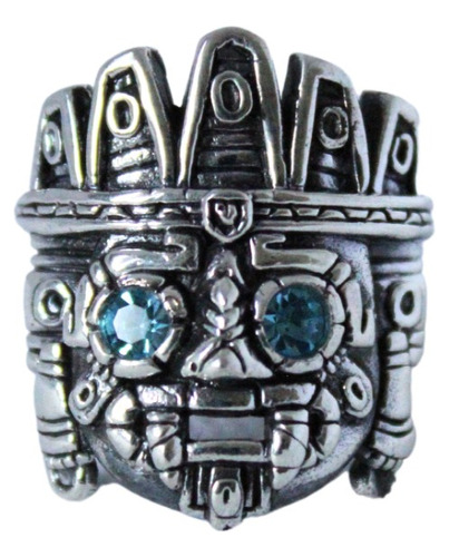 Anillo Hombre Plata 925 Dios Tlaloc Maya Azteca Joyeria Nice