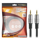 Cabo Auxiliar Audio P2 X P2 Estereo Blindado Profissional 5m - Pix