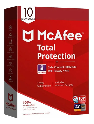 Antivirus Mcafee Total Protection+ Vpn 10 Dispositivos 1 Año