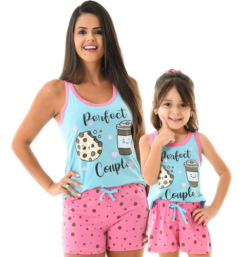 Kit Pijama Feminino Mãe E Filha Confortável Verão Biscoito
