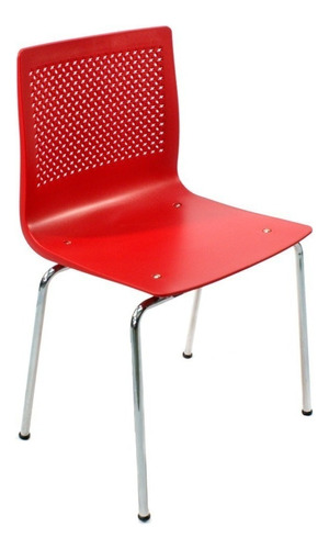 Silla Plástica Apilable Caño Cromado Cocina Comedor Hogar Anana De Fabrica - Estructura De La Silla Rojo