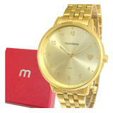 Relógio Feminino Mondaine Pulseira E Mostrador Dourado Luxo Casual