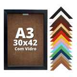 Moldura Tamanho A3 30x42 | C/ Vidro | Excelente Qualidade Cor Preto