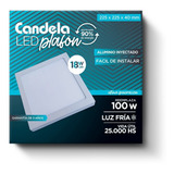 Plafon Cuadrado Con Base Led 18w =100w Fria 225x225x40 Mm 