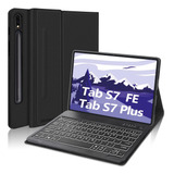 Funda Con Teclado P/ Galaxy Tab S7 Fe Y S8 Plus De 12.4