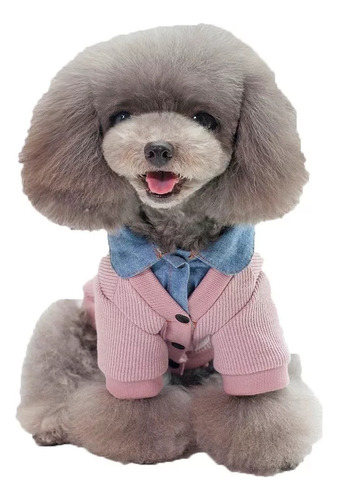 Sweter Para Perros Talle S | Buzo Rosa Con Cuello De Camisa Para Perros | Camperita Con Mangas Y Cierre Con Broches Para Mascotas Perros Y Gatos |